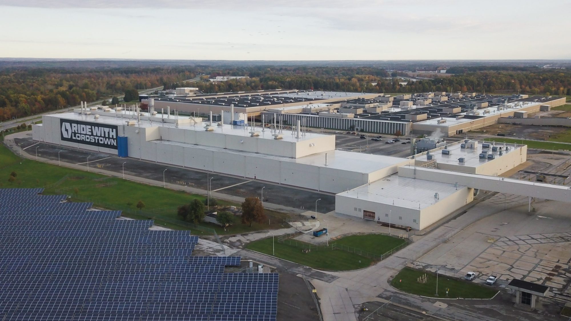 The Lordstown Motors factory where GM once operated, in Lordstown, Ohio on October 16, 2020. The old GM factory has been acquired by Lordstown Motors, an electric truck startup that wants to build a full-size pickup called Endurance. Photo by MEGAN JELINGER/AFP via Getty Images