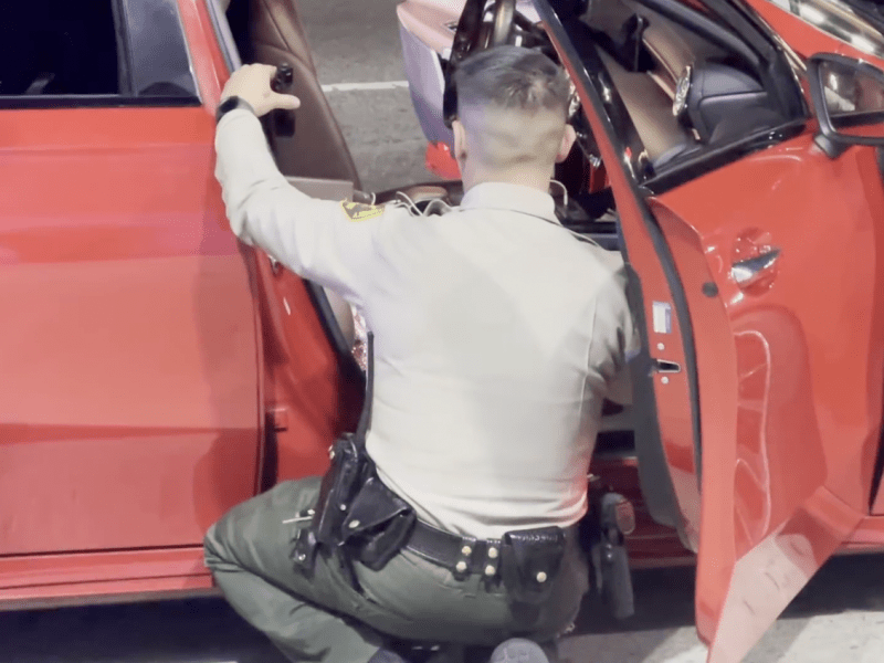 Los Angeles County Sheriffs Department search a motorist's car after pulling him over for an alleged window tint violation. Photo Courtesy of YouTube Channels Tom Zebra and Laura Shark CW